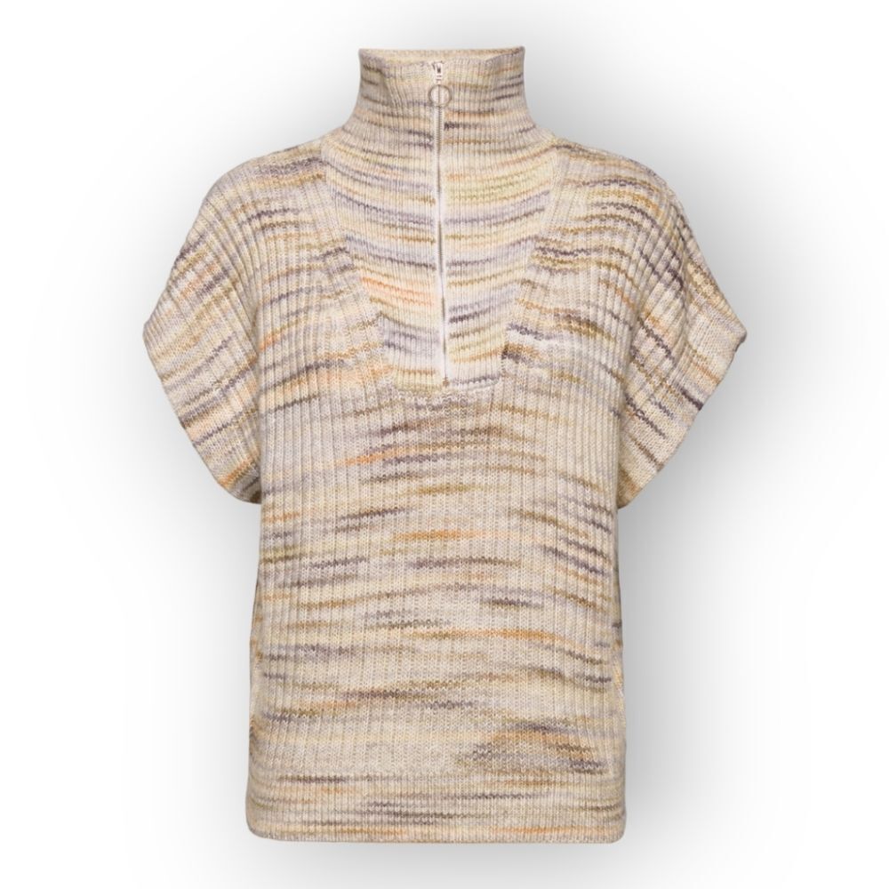 Saint Tropez Heathered Ribbed Knit 1/4 Zip Sweater Vest   US M